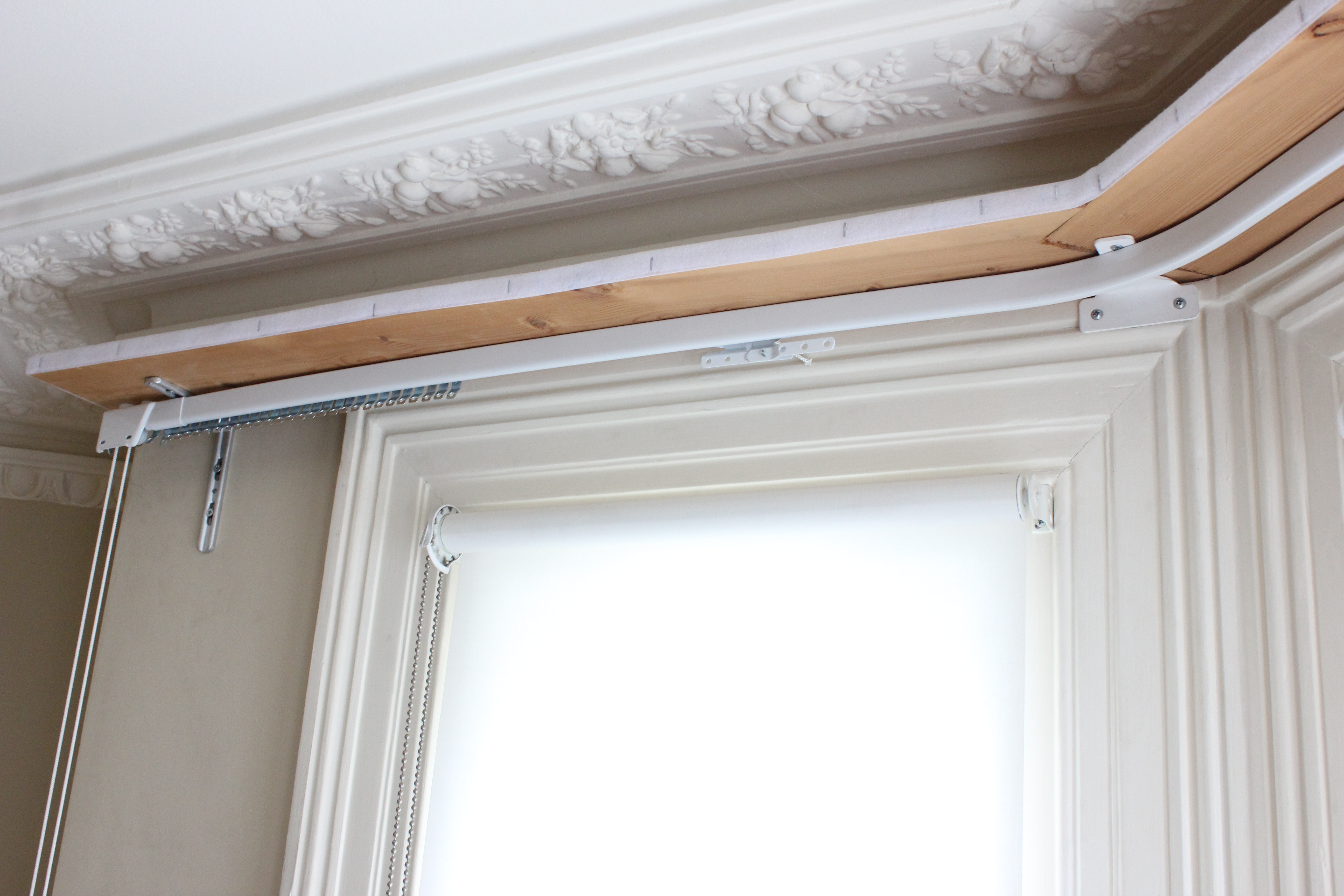 New Heavy Duty Curtain Rail Fitted On A Pelmet Board For A Bay